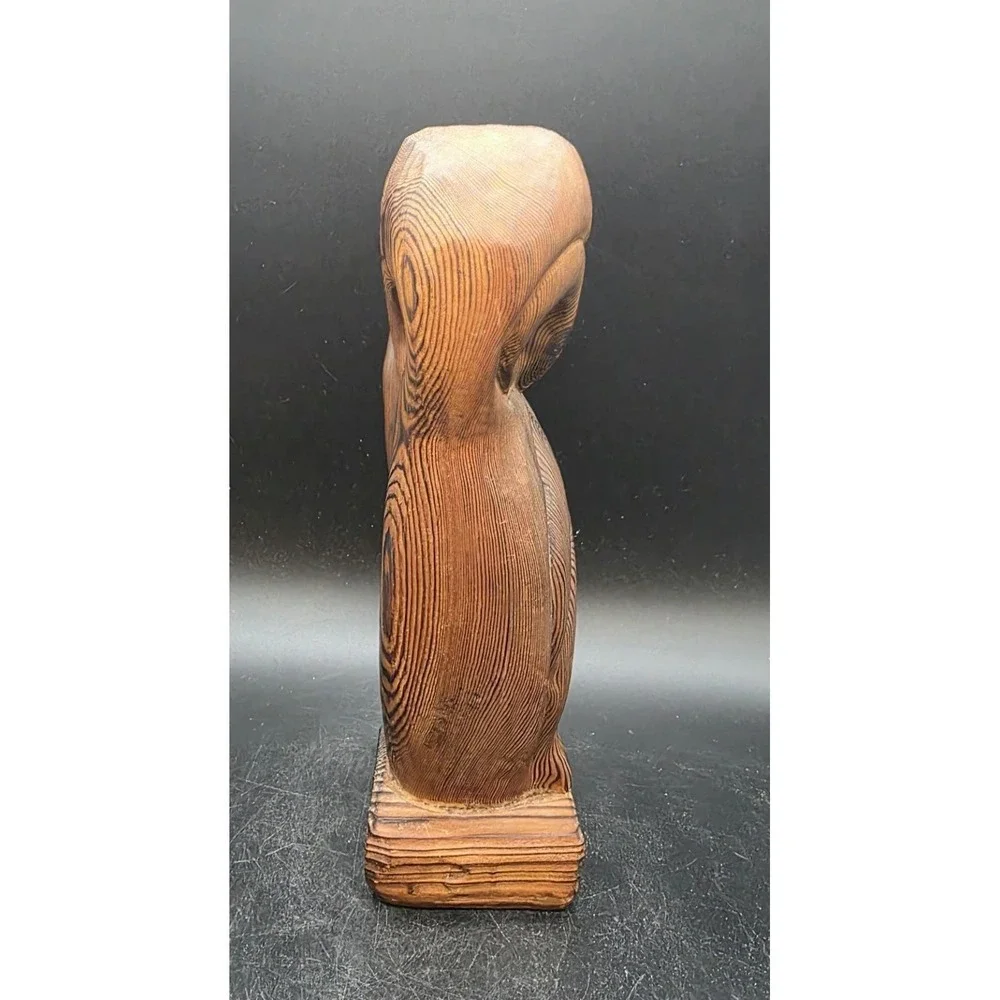 Vintage MCM Owl Authentic WITCO Wood Carved Brutalist Tiki Sculpture Spain 9.75